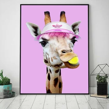 

Abstract Animal Poster Giraffe with Hat Canvas Painting Nordic Posters and Prints Modern Home Decoration Pop Art Wall Pictures