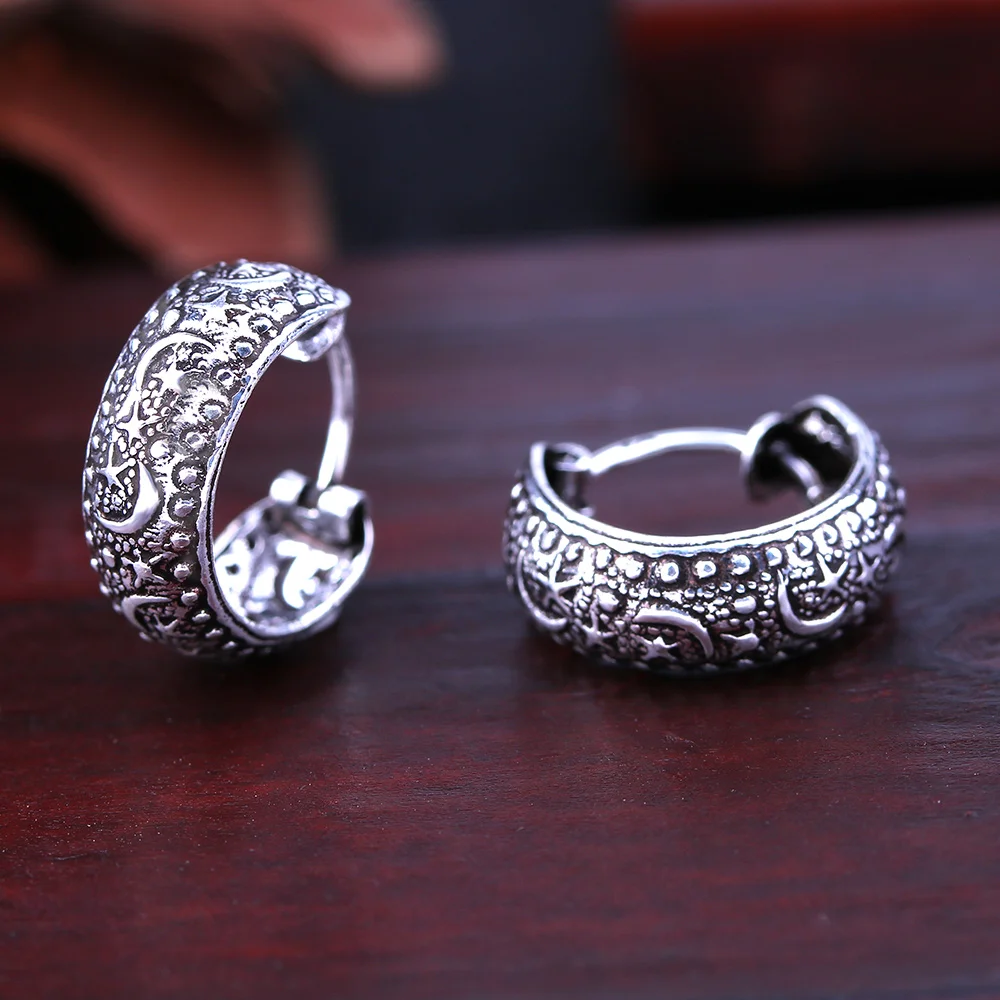 

VOJEFEN Beautiful Vintage Retro Swirl Hoop Earrings 925 Sterling Silver Ethnic Tribal Filigree Indian Design Hoops Earrings