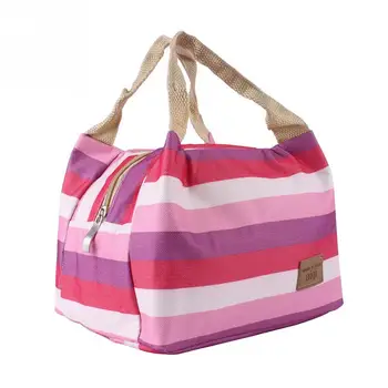 

Portable Insulated Lunch bolso Women Thermal Stripe Canvas Tote Cooler Picnic Lunch Men Kids Adult bolso Jewelry Packaging