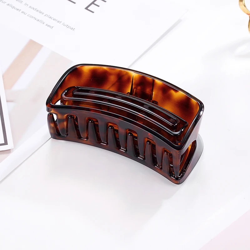 CHIMERA Simple Large Hair Claws for Women Vintage Cellulose Acetate Clips Strong Crab Clamp Brown Pins Thick | Украшения и