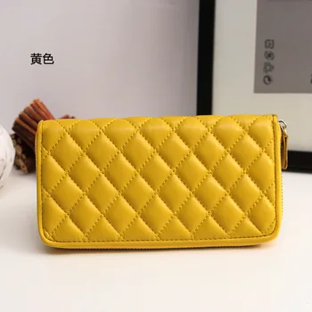 

Long leather wallet New Europe Lingge multi card hand bag leather wallet