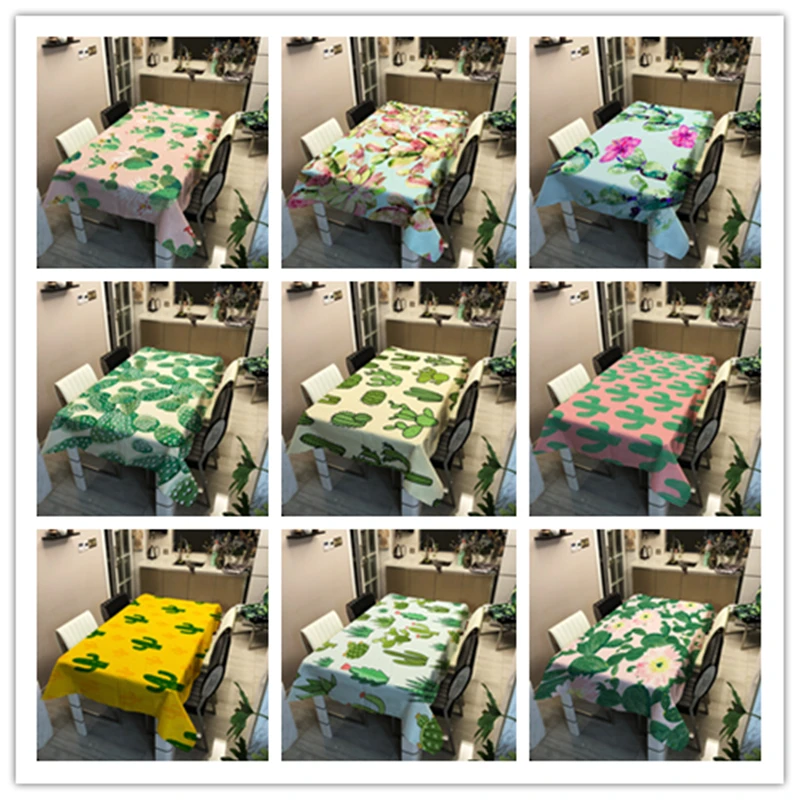

Digital printing polyester waterproof cactus tablecloth on the flower pattern optional, support to map custom