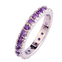 Vogue Simple Rings Puyple Amethyst Enchanting Cute 925 Silver Band Ring Size 6 7 8 9 10 11 12 13 Fashion Jewelry For Women
