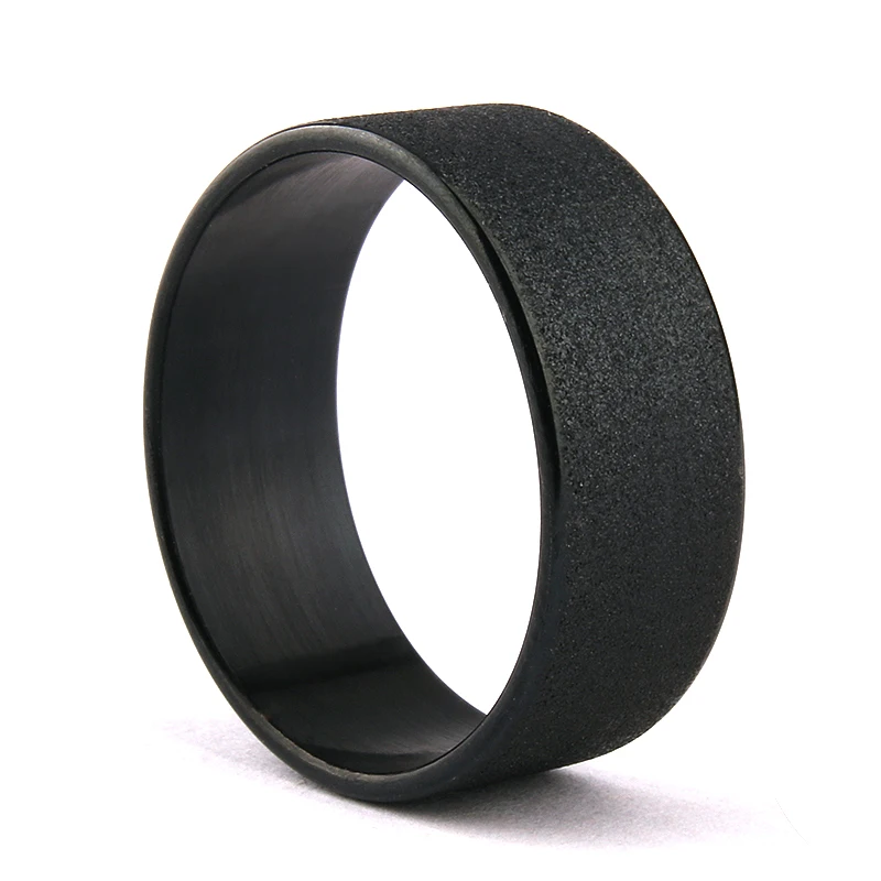Pearl písek Dull polský titan oceli prsten Černý písek perlové kroužky 8 mm široký pár zásnubní prsten Muži ženy Svatební šperky