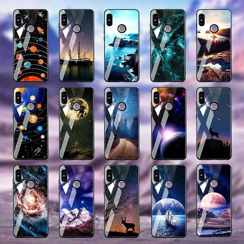 Hisomone For Xiaomi Redmi Note 5 4X 5 Pro Case Patterned Tempered Glass Silicone Cover For Xiao Redmi 5 Plus 4X Mi A1 5X Case