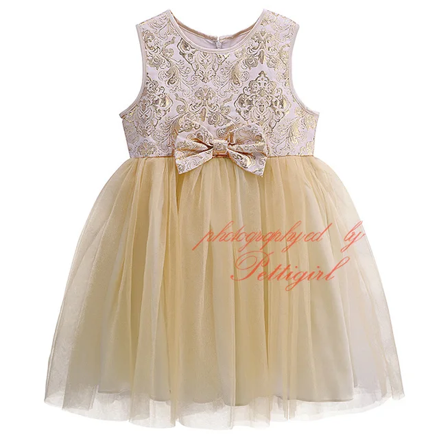 Cheap 2016 new girls dress fashion retro flower  bow .