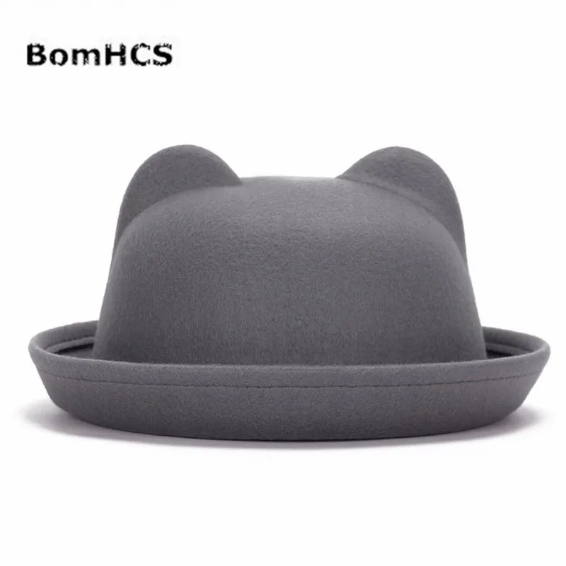 BomHCS Женская шерстяная шляпа с кошачьими ушками винтажная котелок полями|hat cap|cap