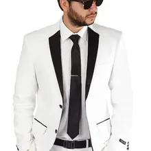 Белый Нотч заказ 3 шт(JacketPantTie) Мода Для мужчин костюмы Красивый деловой мужской костюм Две кнопки высокое качество