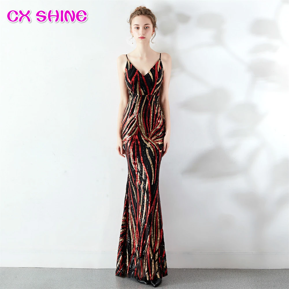 striped evening gown