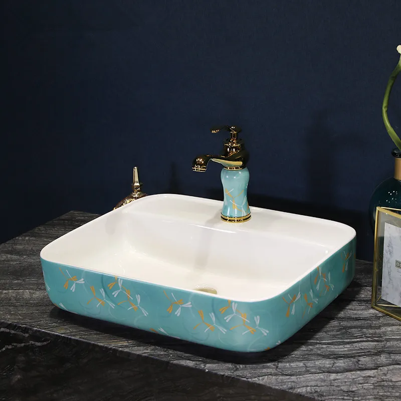 Oval green chinese wash basin sink bathroom sink bowl countertop Ceramic wash basin bathroom sink