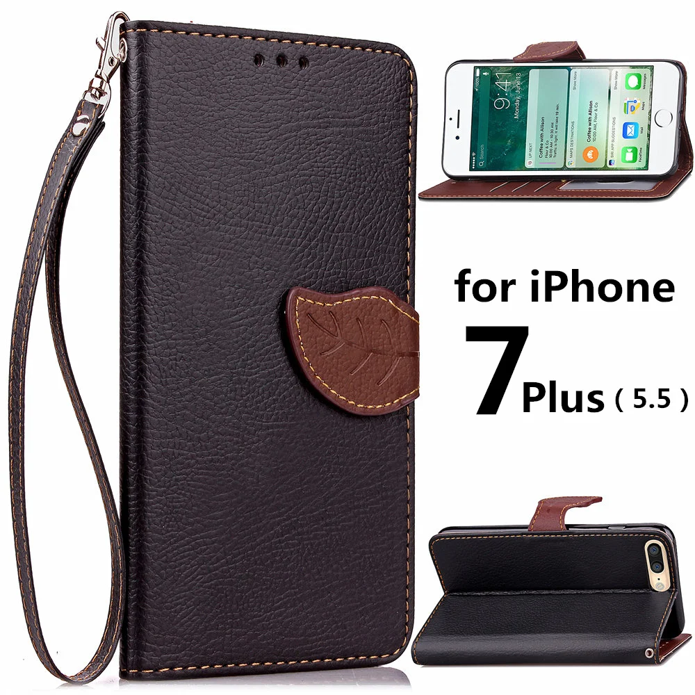 5.5 Size Case for Apple iPhone 7 Plus Leaf Clasp Flip