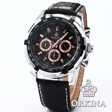 MG. ORKINA High End Япония MIYOTA Js20 двигаться Для мужчин t кварцевые наручные часы, кварцевые наручные часы, часы для мужчин, мужские черные кожаные хронограф с ремешком наручные часы