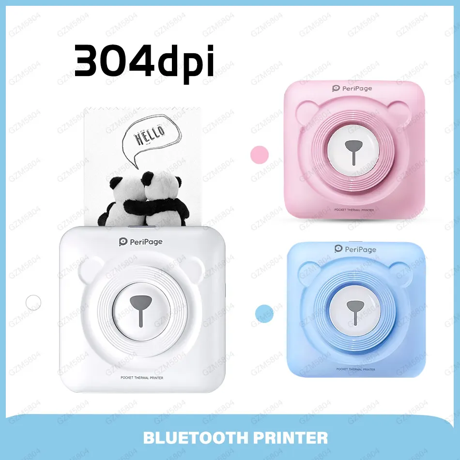

304 dpi Updated Peripage Mini Bluetooth Wireless Pocket printer Thermal Paper A6 Printer 0.272 kg handheld 58mm Thermal Printer