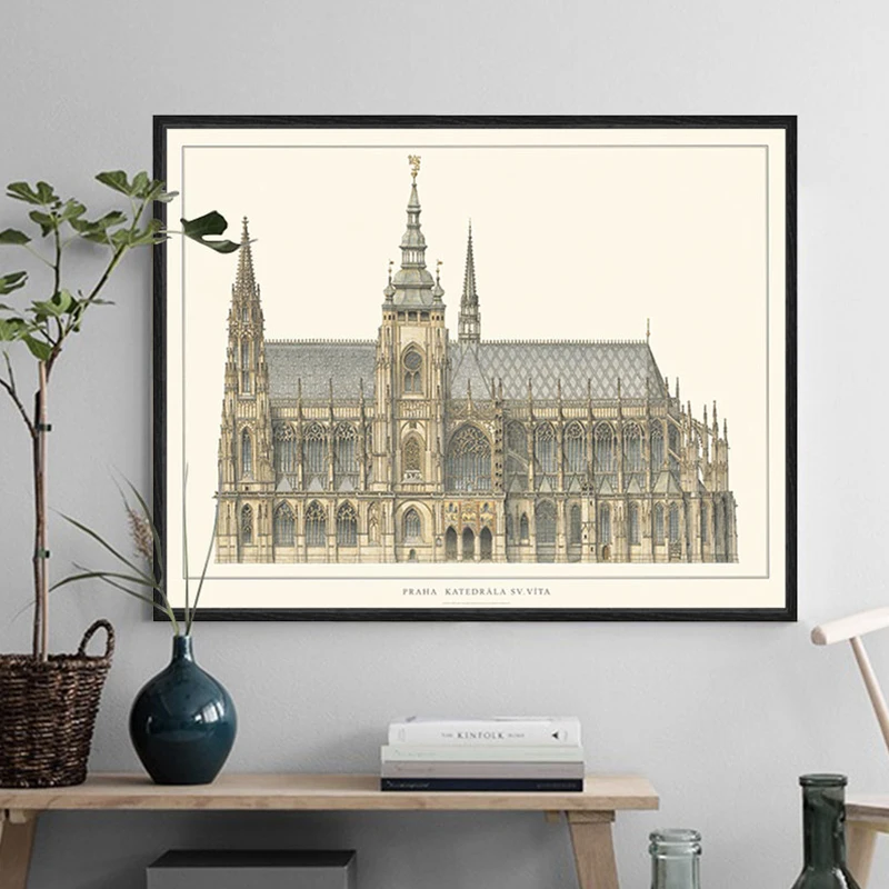 

London, retro architecture, HD hand drawn drawings Single canvas painting poster cuadros cuadros decoracion wall canvas art