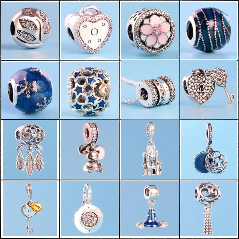 

Luxury Authentic 925 Sterling Silver WITH Bead Charms Fit Original Charm Bracelet DIY Christmas Valentine's gift