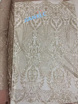 

french african glued glitter sequence lace fabric DiuDiu-111678 sequin lace fabric for party dress