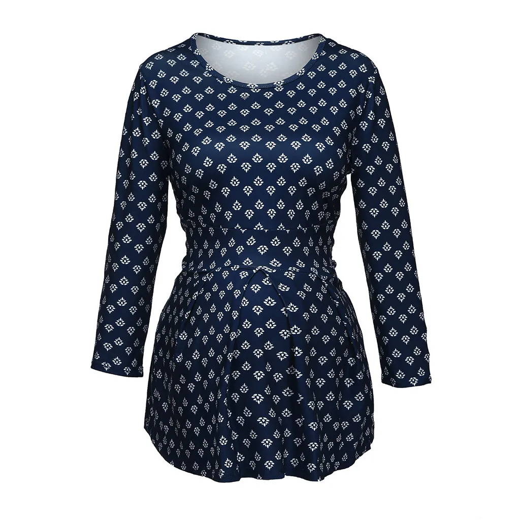 Vetement femme, женская одежда для беременных, платье с коротким рукавом и цветочным рисунком, топы для грудного вскармливания, Одежда для беременных - Цвет: Синий