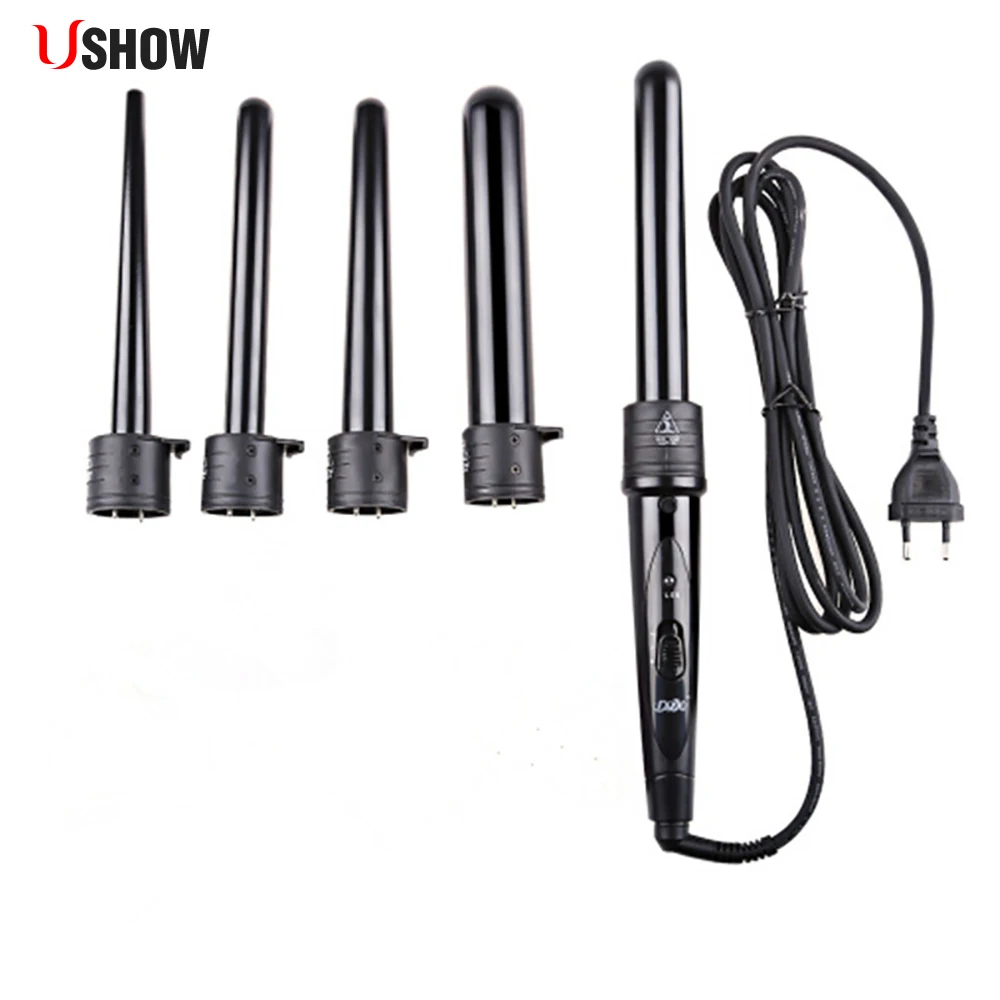 USHOW 09 32mm Pro Series 5 in 1 Curling Wand Set Hair Curling Tong 5pcs