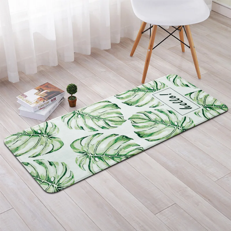 

Tropical Plants Printed Home Mat Square Carpet For Living Room Bedroom Kitchen Decorative Rug Water Absorption Non-Slip Carpet