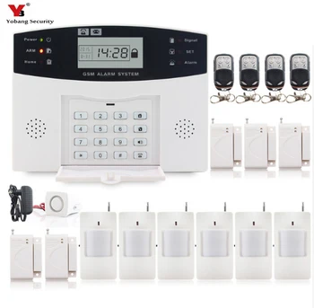 

YobangSecurity Wireless Home GSM SMS Security Burglar Alarm Kit System LCD Keyboard Smoke Fire Sensor Detector Russian France