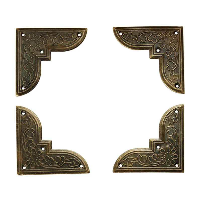 4pcs Wooden Box Iron Scrapbooking Albums Corner Bracket Antique Brass Decorative Protectors Crafts For Furniture Hardware