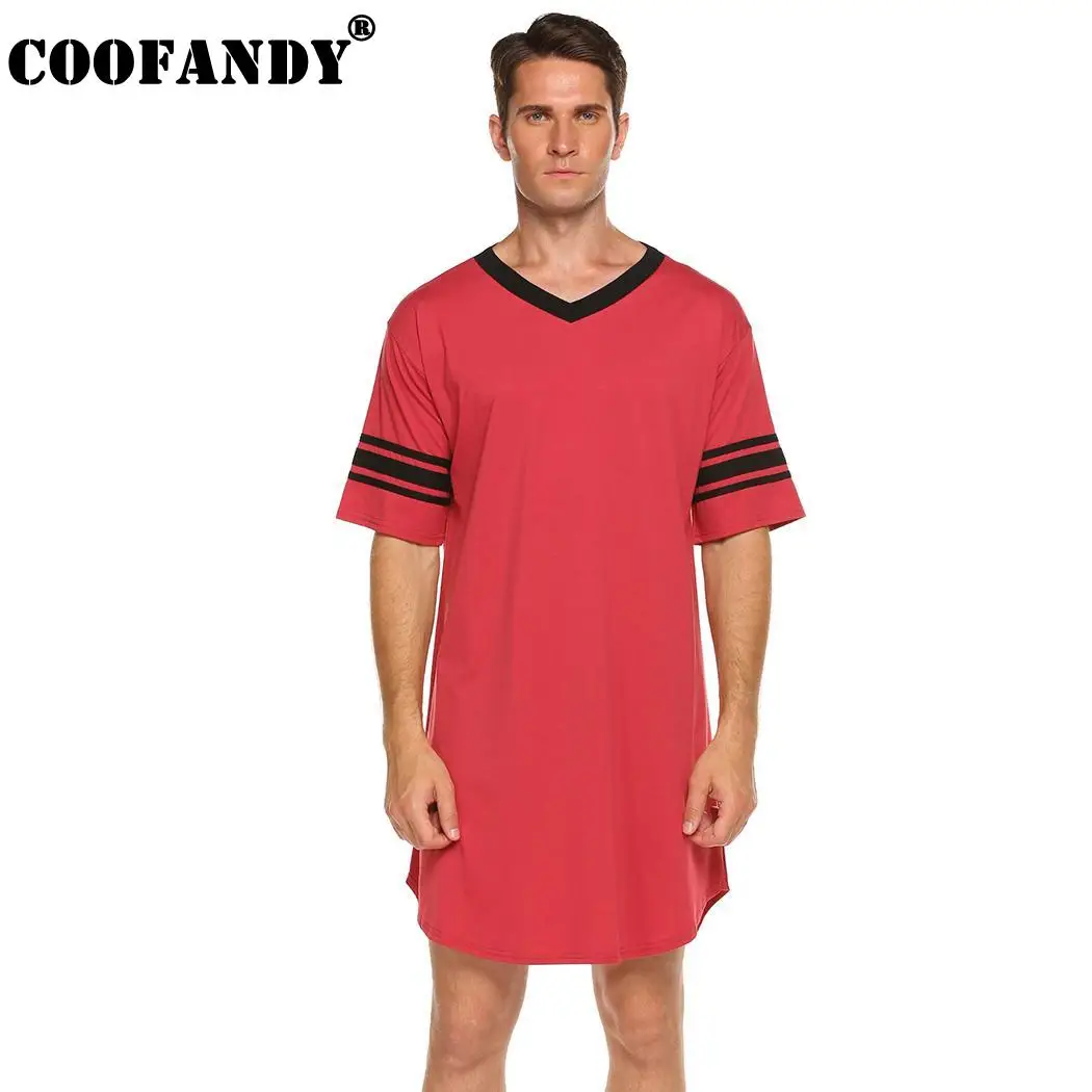 Sleeve Short Men Sleepwear Nightwear Soft Comfort Long Sleep Shirtin