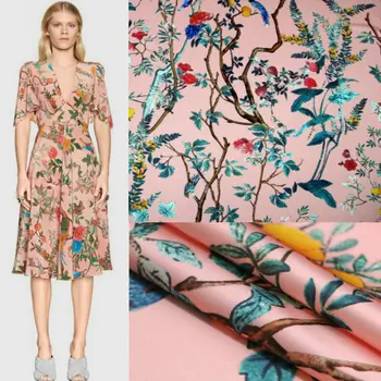 

145cm printed fabric holiday dress scarf satin fabric Italian brand clothing polyester fabric material wholesale cloth