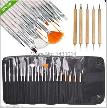 

20 Pieces Nail Art Decorations Brush Set Tools kits Acrylic Professional Painting Pen for False Nail Tips UV Nail Gel Polish