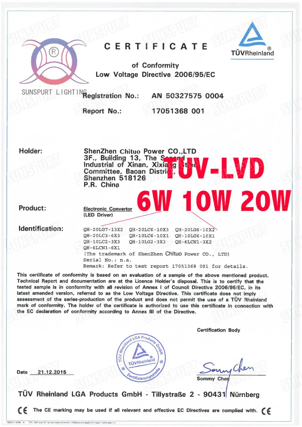 lc6w 10w 20w TUV-LVD Cert01