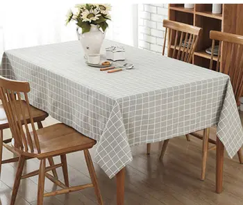 

Sytlish Linen Table Cloth Country Style Plaid Print Multifunctional Rectangle Table Cover Tablecloth Home Kitchen Decoration