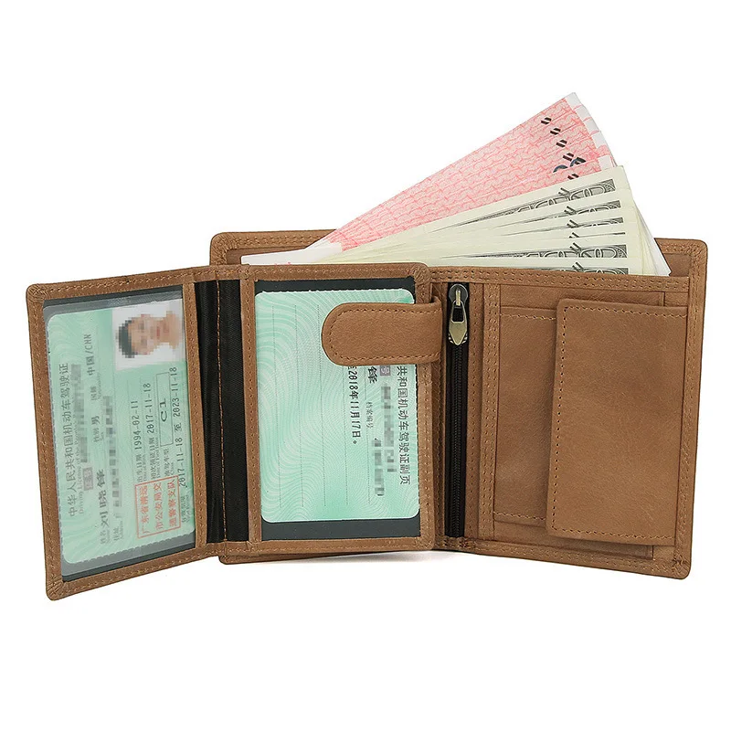 

High Quality Genuine Leather Men Wallet Purses Coin Purse Money Bag Card Holder Female Small Portomonee Rfid Walet Lady Perse