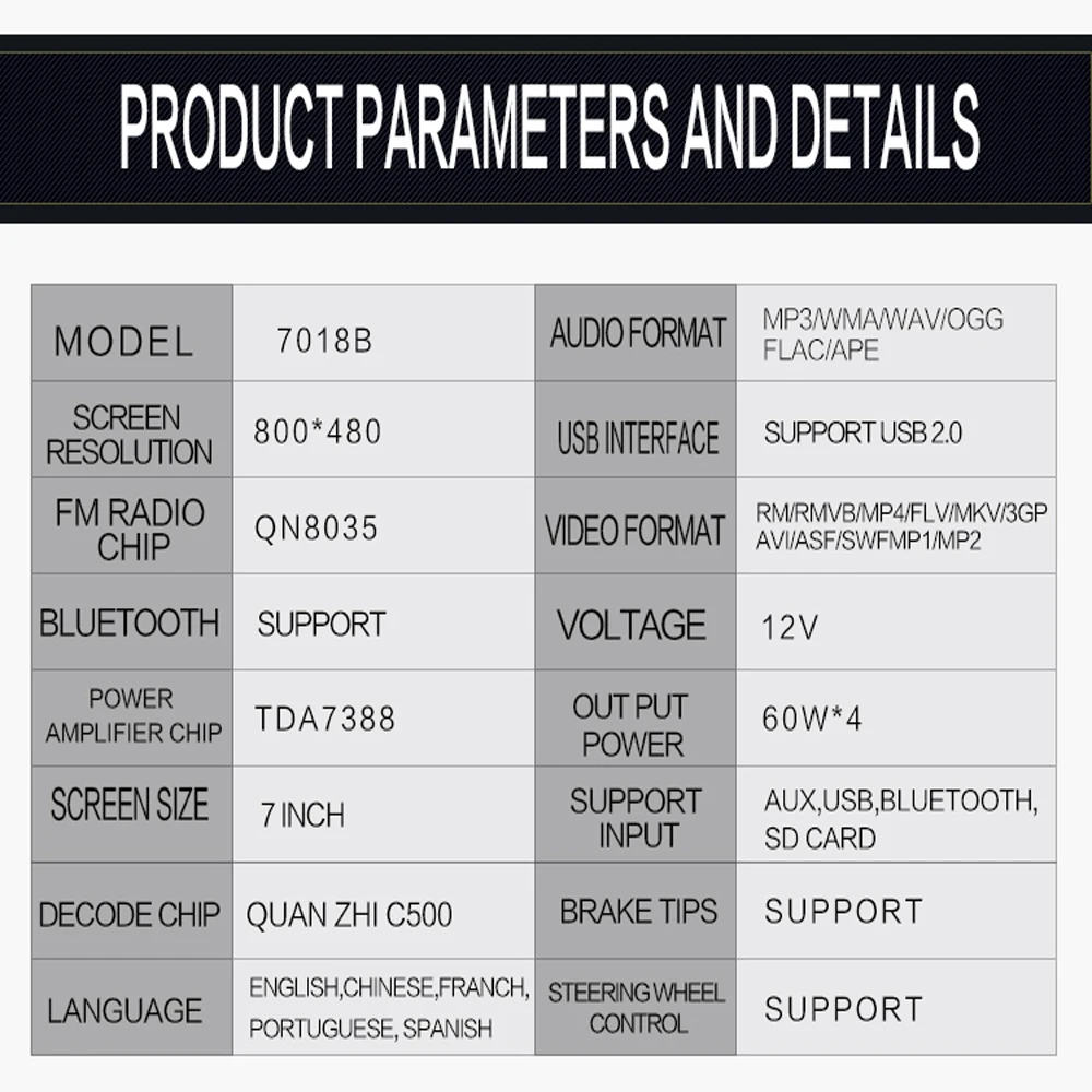 AMPrime 2Din Автомагнитола 7018B Авторадио Зеркало Ссылка сенсорный экран Аудио Радио Bluetooth видео MP5 " мультимедийный плеер FM/TF/USB