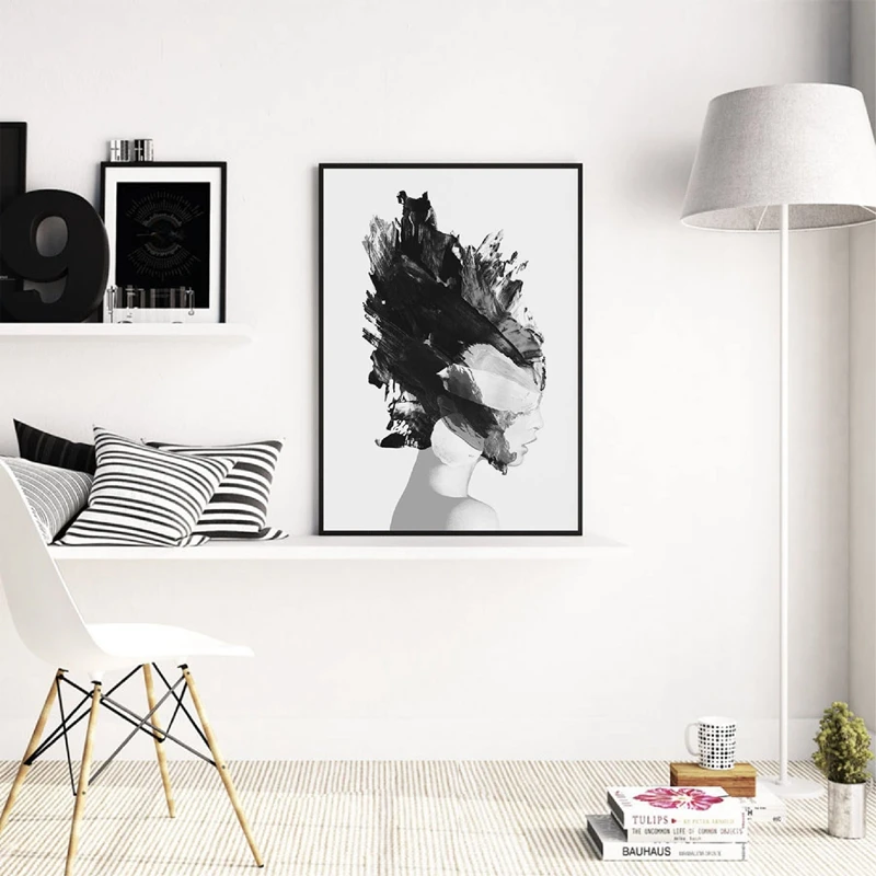 Black White Woman Canvas Art Prints Home Decor