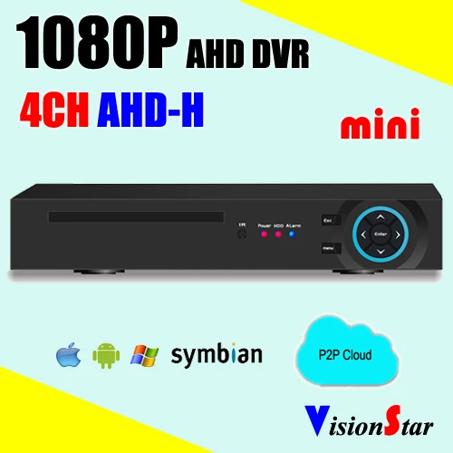 AHD DVR 4CH 1080 P гибридный 5 в 1 сетевой видеорегистратор H.264 ONVIF P2P наблюдения Video Recorder