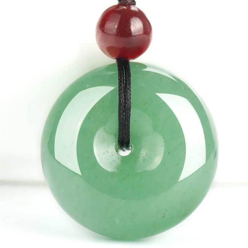 Natural Green DONGLING Stone Pendant Necklace Round Peace Buckle