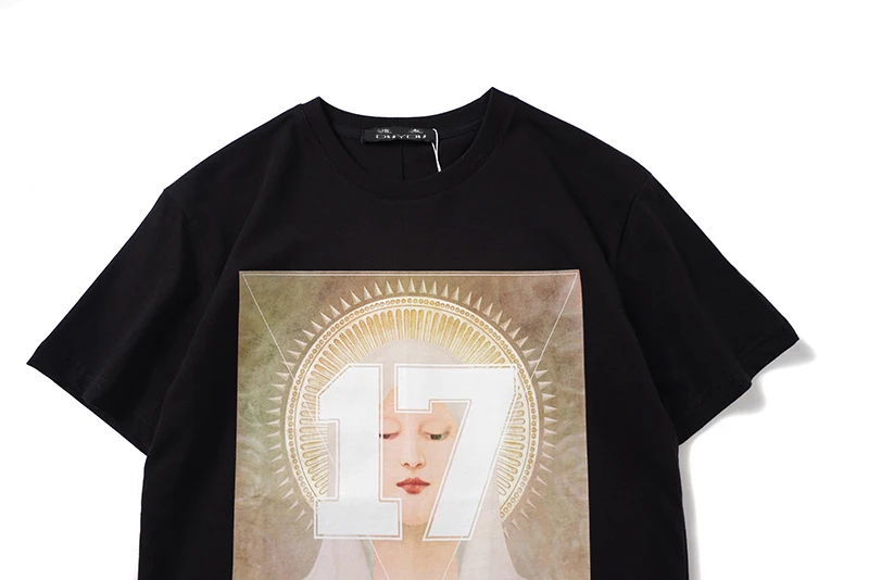 DUYOU Virgem Maria Impresso T-shirts de Manga