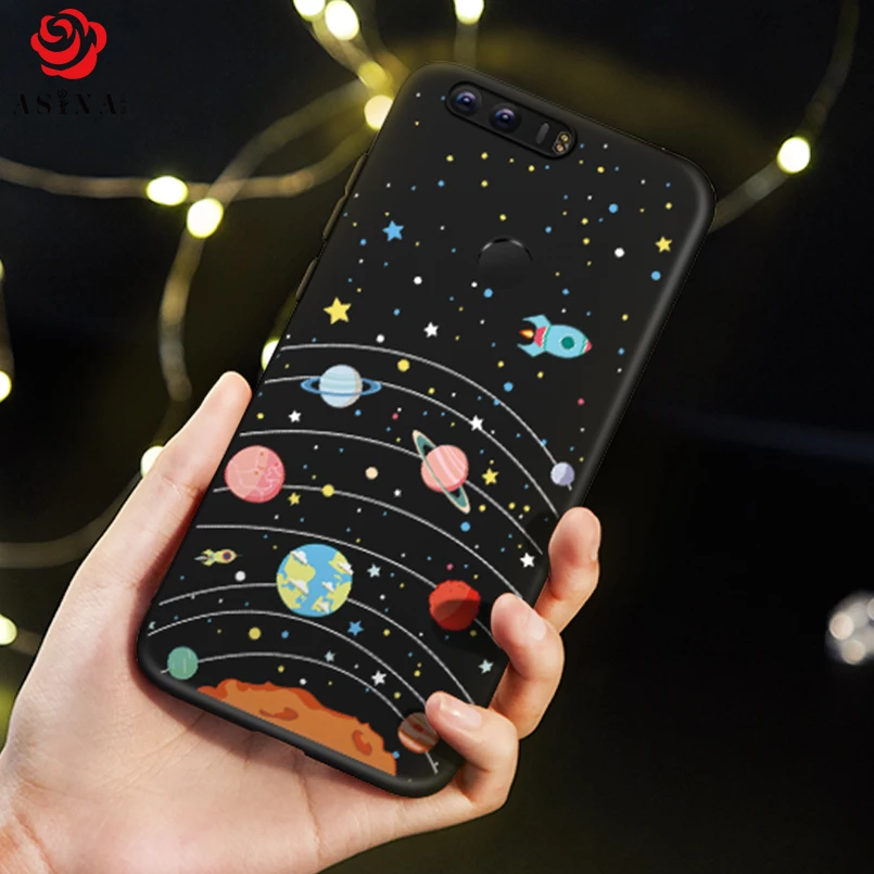 ASINA de silicona funda para Huawei Honor 8x cubierta 3D alivio espacio Fundas para Huawei Honor 8 9 Lite 10 8x max caso a prueba de golpes a prueba de parachoques