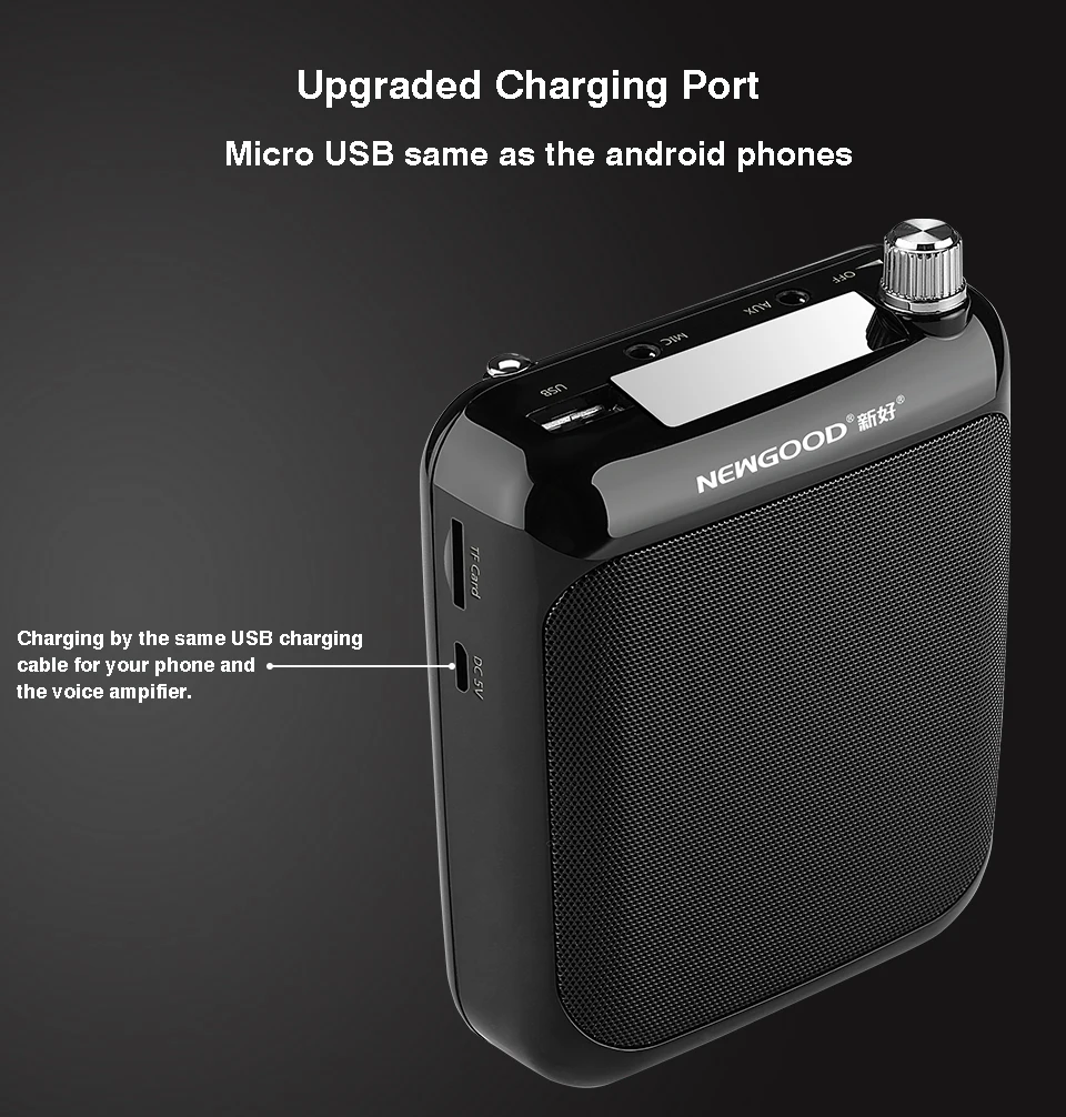 NEWGOOD Speaker Voice Amplifier Portable Megaphone Voice Amplifier Booster Megaphone With Bluetooth 4.1 For Teachers (3)