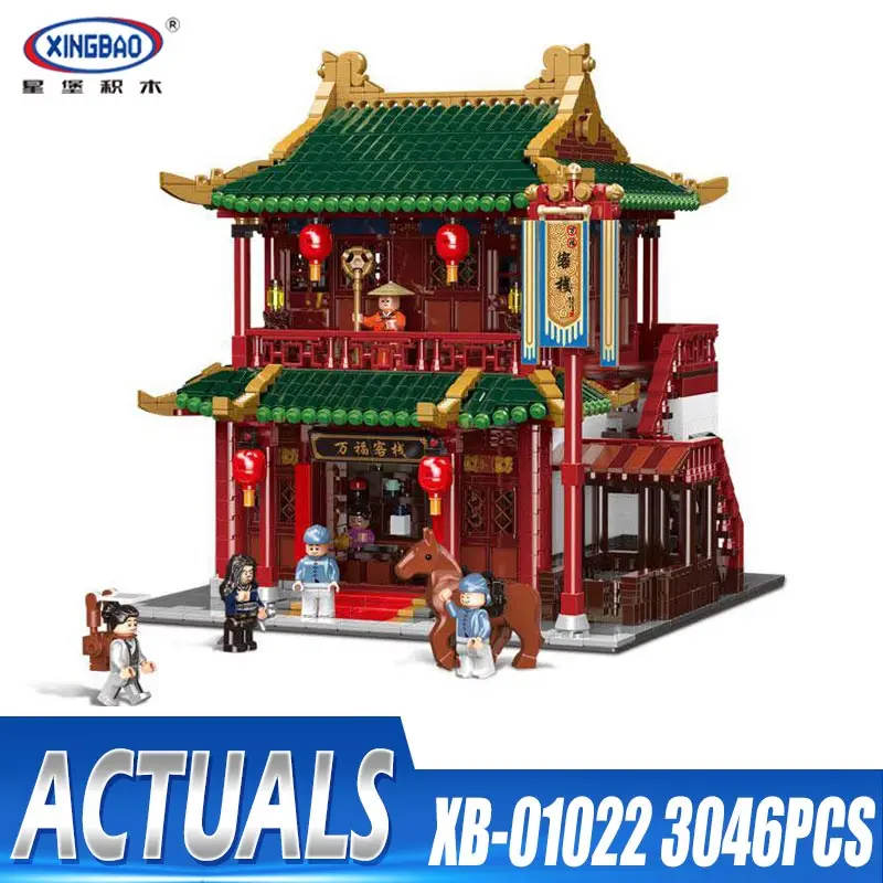 

DHL XINGBAO 01022 3046Pcs Chinese Building Series The Wanfu Inn Set Building Blocks Bricks Kids Toys House Model Birthday Gifts
