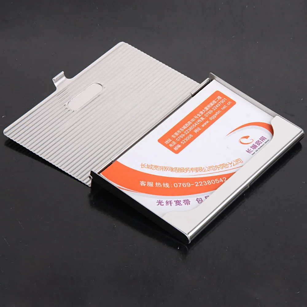 wholesale 10pcs/lot - Free shipping , line pattern metal Name Card Case , Business Card Holder ,Promotion item NMS010-K