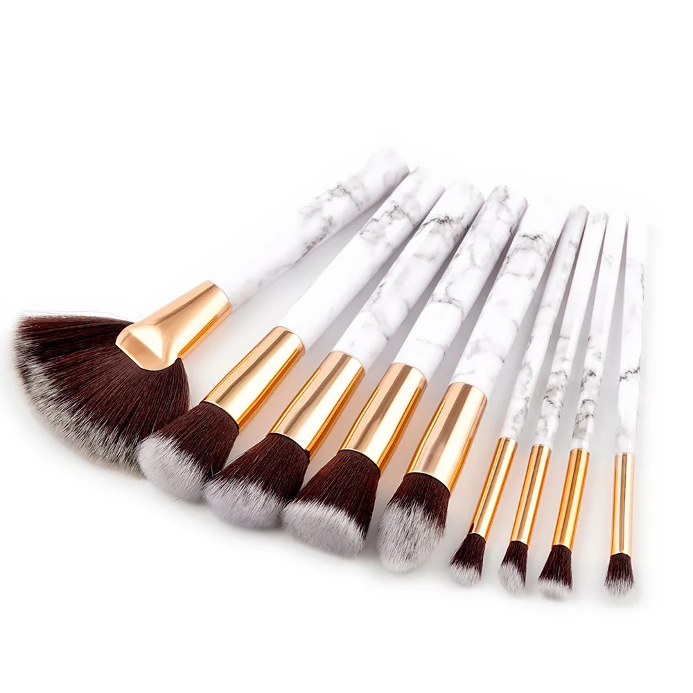 9pcs Marble Cosmetic Makeup Brush Blusher Eye Shadow Brushes Set Kit Makeup brush sets Marble Nylon