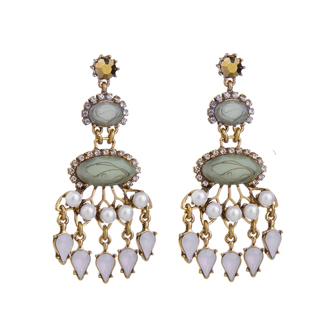 Statement Jewelry For Women Patterned Green Chandelier Earrings Statement Jewelry For Women Patterned Green Chandelier Earrings Online Ping From India Chunky Dangling