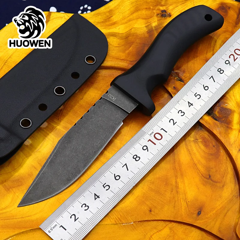 Тактический нож HUOWEN Mad dog, ножи для выживания на открытом воздухе, инструмент для кемпинга, стальное фиксированное лезвие DC53, лучшая Ручка G10, KYDEX, оболочка faca