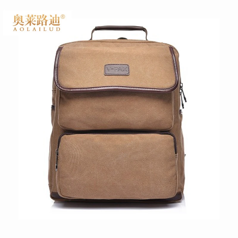 

AOLAILUD New Style Canvas Men Backpack For 15 inches Laptop Large Capacity Students Shoulder Backpacks Casual Vintage Male Bags