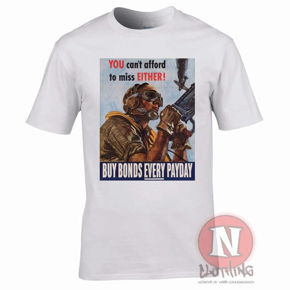 Футболка с надписью World War 2 Usa Propaganda Buy Bonds each Payday футболка в стиле милитари новый