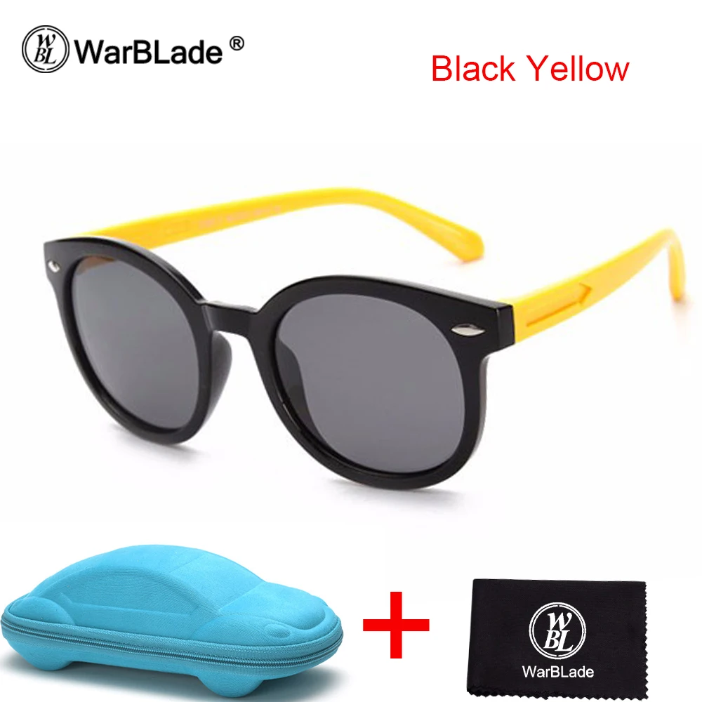 Езда на велосипеде Детские поляризованные солнцезащитные очки для детей детские летние уличные очки TAC TR90 для мальчиков и девочек, лидер продаж, Специальное предложения безопасный солнцезащитные очки с футляром - Цвет: black yellow
