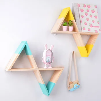 

1pc Nordic Design Wood Wall Shelf for Home Living Room Wall Rack Hanging Shelves Storage Rack Creative Practical Home Decoration