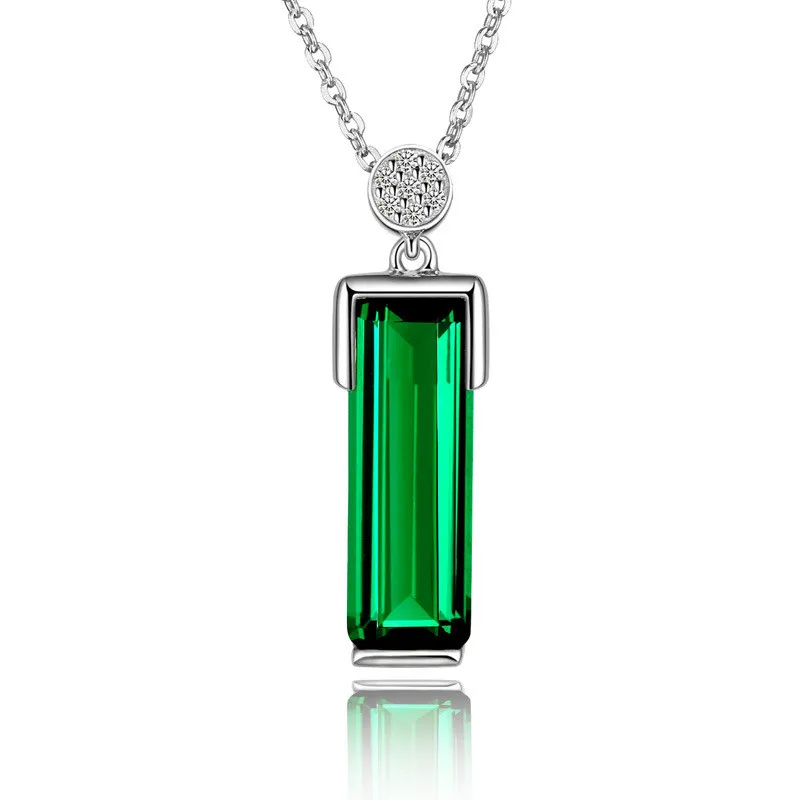 Модное зеленое квадратное хрустальное ожерелье, серебряный цвет, прямоугольная подвеска, стразы, длинная цепочка, ожерелье для женщин, подарок