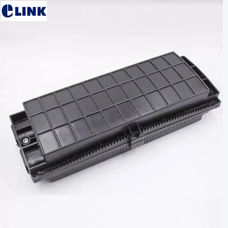 fiber optic enclosure ABS/PC 24C 48C 72C 96C 144 core 3 IN 3 OUT 39*18.5*9cm black waterproof ftth distribution box ELINK