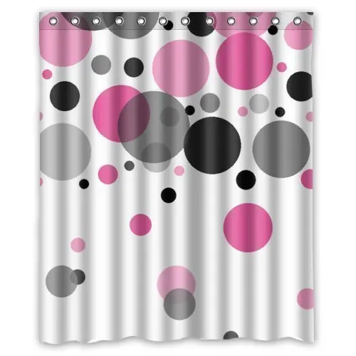 Charmhome Popular Pink Polka Dots Long Polyester Fabric Waterproof Shower Curtain Bathroom Decor With 12 Hooks Aliexpress